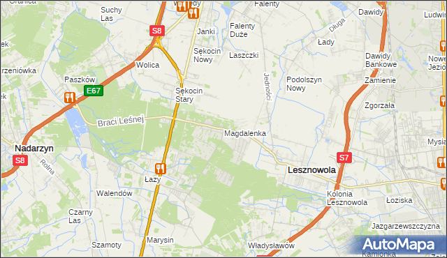 mapa Magdalenka gmina Lesznowola, Magdalenka gmina Lesznowola na mapie Targeo