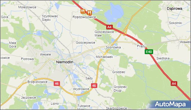 mapa Michałówek gmina Niemodlin, Michałówek gmina Niemodlin na mapie Targeo