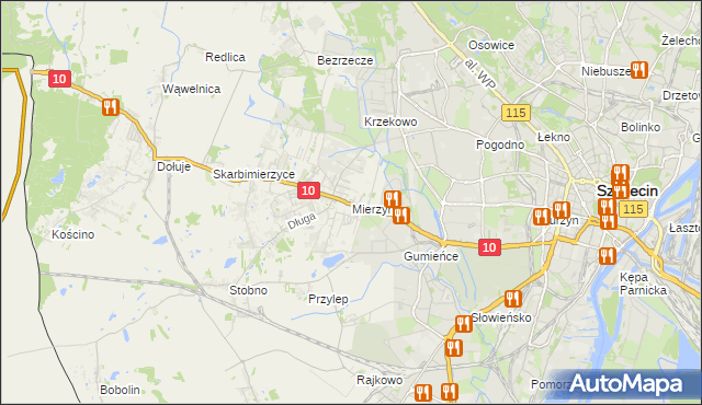 mapa Mierzyn gmina Dobra (Szczecińska), Mierzyn gmina Dobra (Szczecińska) na mapie Targeo