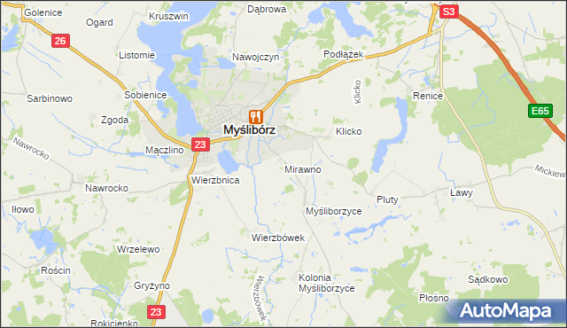 mapa Mirawno, Mirawno na mapie Targeo