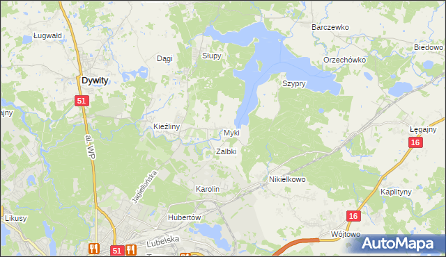 mapa Myki, Myki na mapie Targeo