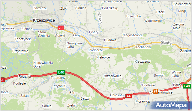mapa Nielepice, Nielepice na mapie Targeo