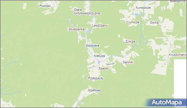mapa Nietupa, Nietupa na mapie Targeo