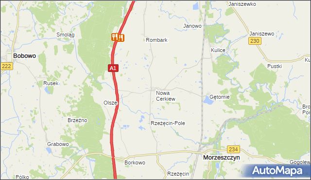 mapa Nowa Cerkiew gmina Morzeszczyn, Nowa Cerkiew gmina Morzeszczyn na mapie Targeo