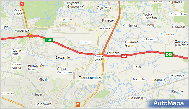 mapa Nowa Wieś gmina Trzebownisko, Nowa Wieś gmina Trzebownisko na mapie Targeo