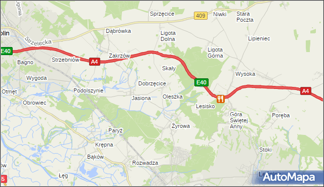 mapa Oleszka, Oleszka na mapie Targeo