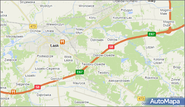 mapa Ostrów-Osiedle, Ostrów-Osiedle na mapie Targeo