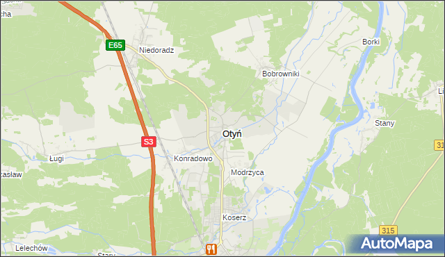 mapa Otyń, Otyń na mapie Targeo