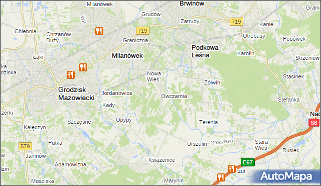 mapa Owczarnia gmina Brwinów, Owczarnia gmina Brwinów na mapie Targeo