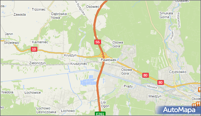 mapa Pawłówek gmina Sicienko, Pawłówek gmina Sicienko na mapie Targeo