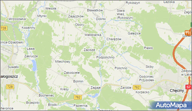 mapa Podpolichno, Podpolichno na mapie Targeo