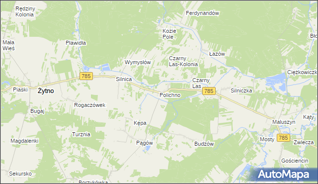 mapa Polichno gmina Żytno, Polichno gmina Żytno na mapie Targeo