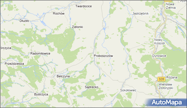 mapa Proboszczów, Proboszczów na mapie Targeo