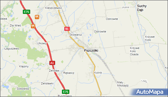 mapa Pszczółki powiat gdański, Pszczółki powiat gdański na mapie Targeo