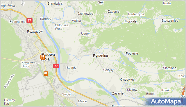 mapa Pysznica, Pysznica na mapie Targeo