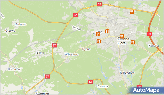 mapa Rybno gmina Świdnica, Rybno gmina Świdnica na mapie Targeo