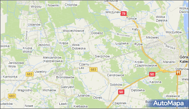 mapa Sierzchów gmina Góra Kalwaria, Sierzchów gmina Góra Kalwaria na mapie Targeo