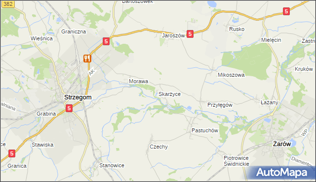 mapa Skarżyce gmina Strzegom, Skarżyce gmina Strzegom na mapie Targeo