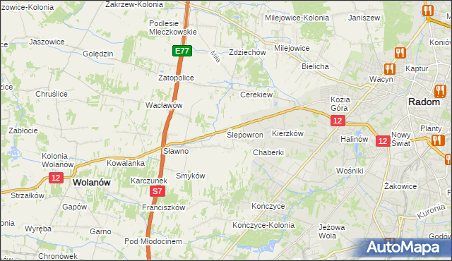 mapa Ślepowron, Ślepowron na mapie Targeo