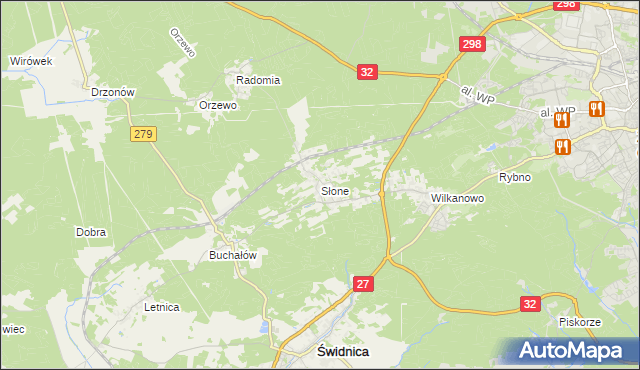 mapa Słone gmina Świdnica, Słone gmina Świdnica na mapie Targeo