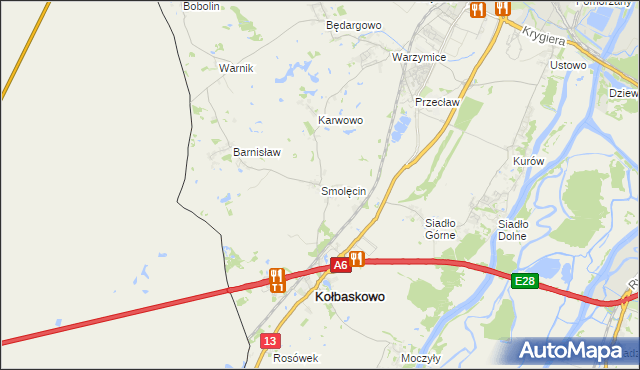 mapa Smolęcin gmina Kołbaskowo, Smolęcin gmina Kołbaskowo na mapie Targeo