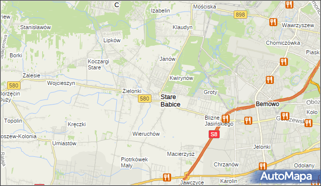 mapa Stare Babice, Stare Babice na mapie Targeo