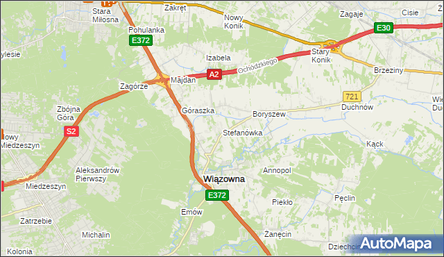 mapa Stefanówka gmina Wiązowna, Stefanówka gmina Wiązowna na mapie Targeo
