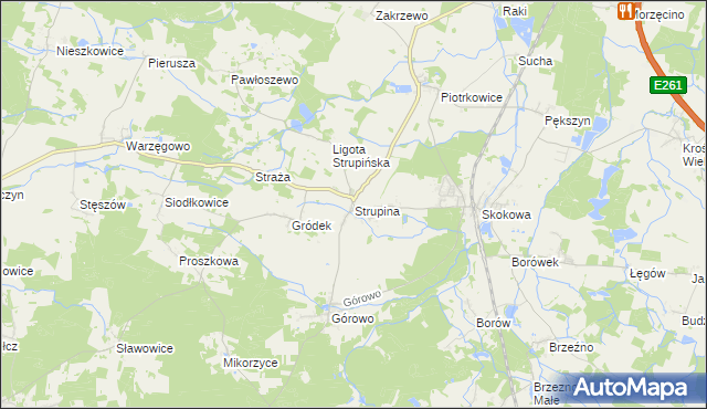 mapa Strupina, Strupina na mapie Targeo