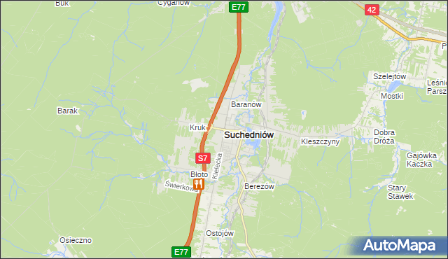 mapa Suchedniów, Suchedniów na mapie Targeo