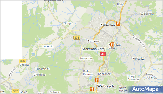 mapa Szczawno-Zdrój, Szczawno-Zdrój na mapie Targeo