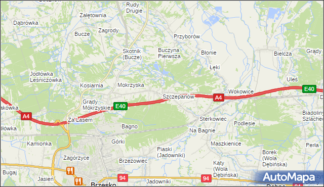 mapa Szczepanów gmina Brzesko, Szczepanów gmina Brzesko na mapie Targeo