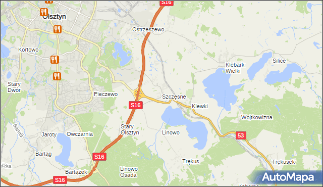 mapa Szczęsne gmina Purda, Szczęsne gmina Purda na mapie Targeo