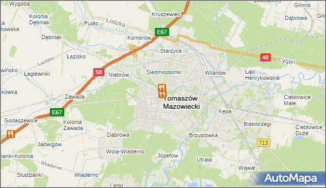 mapa Tomaszów Mazowiecki, Tomaszów Mazowiecki na mapie Targeo