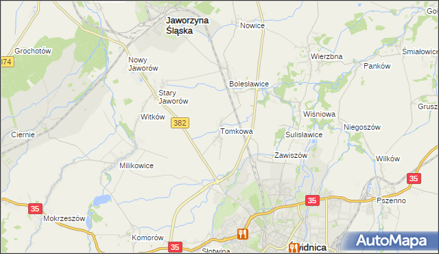 mapa Tomkowa, Tomkowa na mapie Targeo