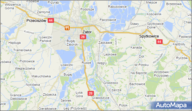 mapa Trzebieńczyce, Trzebieńczyce na mapie Targeo