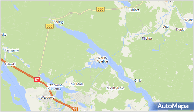 mapa Warlity Wielkie, Warlity Wielkie na mapie Targeo