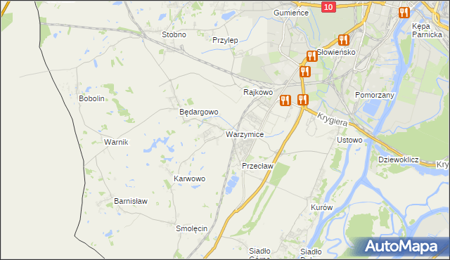 mapa Warzymice, Warzymice na mapie Targeo