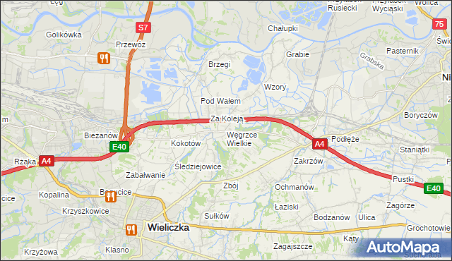 mapa Węgrzce Wielkie, Węgrzce Wielkie na mapie Targeo