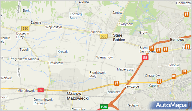 mapa Wieruchów, Wieruchów na mapie Targeo