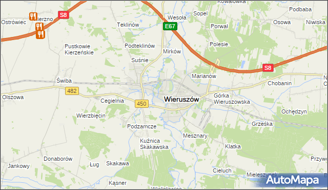 mapa Wieruszów, Wieruszów na mapie Targeo