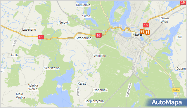 mapa Wikielec gmina Iława, Wikielec gmina Iława na mapie Targeo