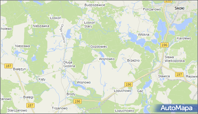 mapa Wojnówko gmina Murowana Goślina, Wojnówko gmina Murowana Goślina na mapie Targeo