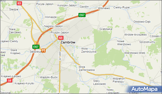 mapa Wola Zambrzycka, Wola Zambrzycka na mapie Targeo