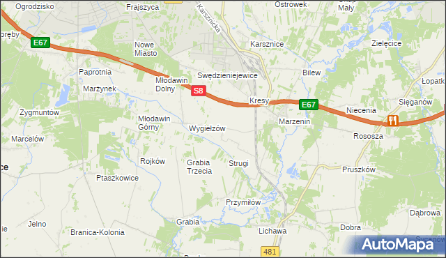 mapa Wrzesiny gmina Sędziejowice, Wrzesiny gmina Sędziejowice na mapie Targeo