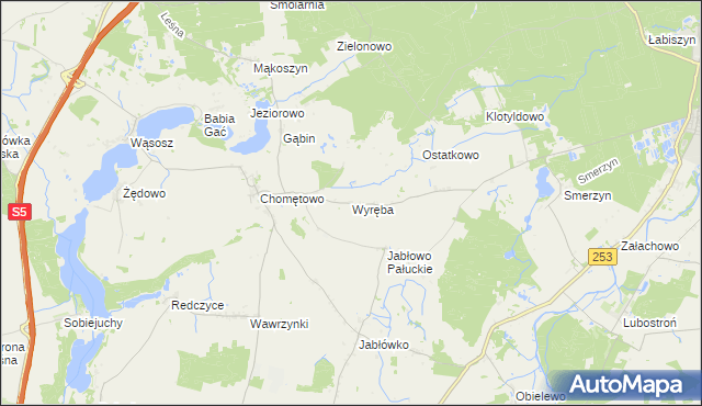 mapa Wyręba gmina Łabiszyn, Wyręba gmina Łabiszyn na mapie Targeo