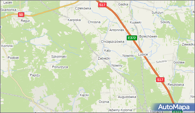 mapa Zabieżki, Zabieżki na mapie Targeo