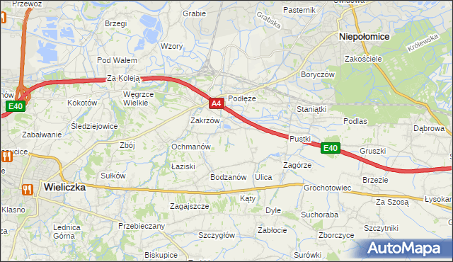 mapa Zakrzowiec, Zakrzowiec na mapie Targeo