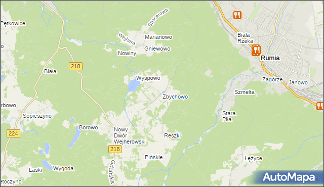 mapa Zbychowo, Zbychowo na mapie Targeo