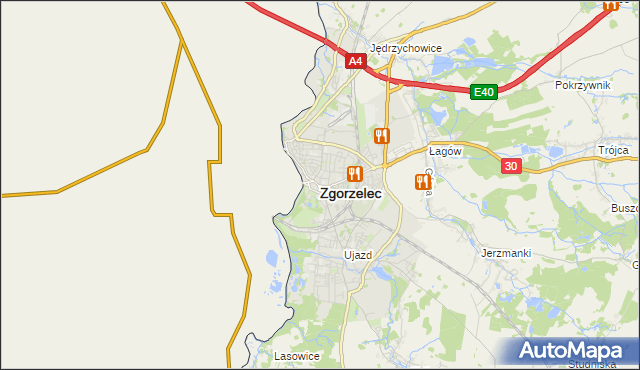 mapa Zgorzelec, Zgorzelec na mapie Targeo