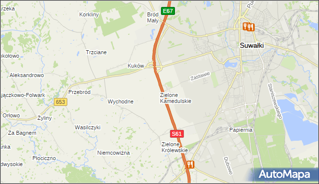 mapa Zielone Kamedulskie, Zielone Kamedulskie na mapie Targeo